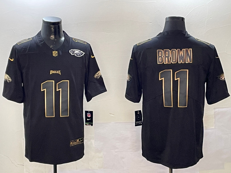 Men Philadelphia Eagles #11 Brown black 2025 Nike NFL jersey style 013